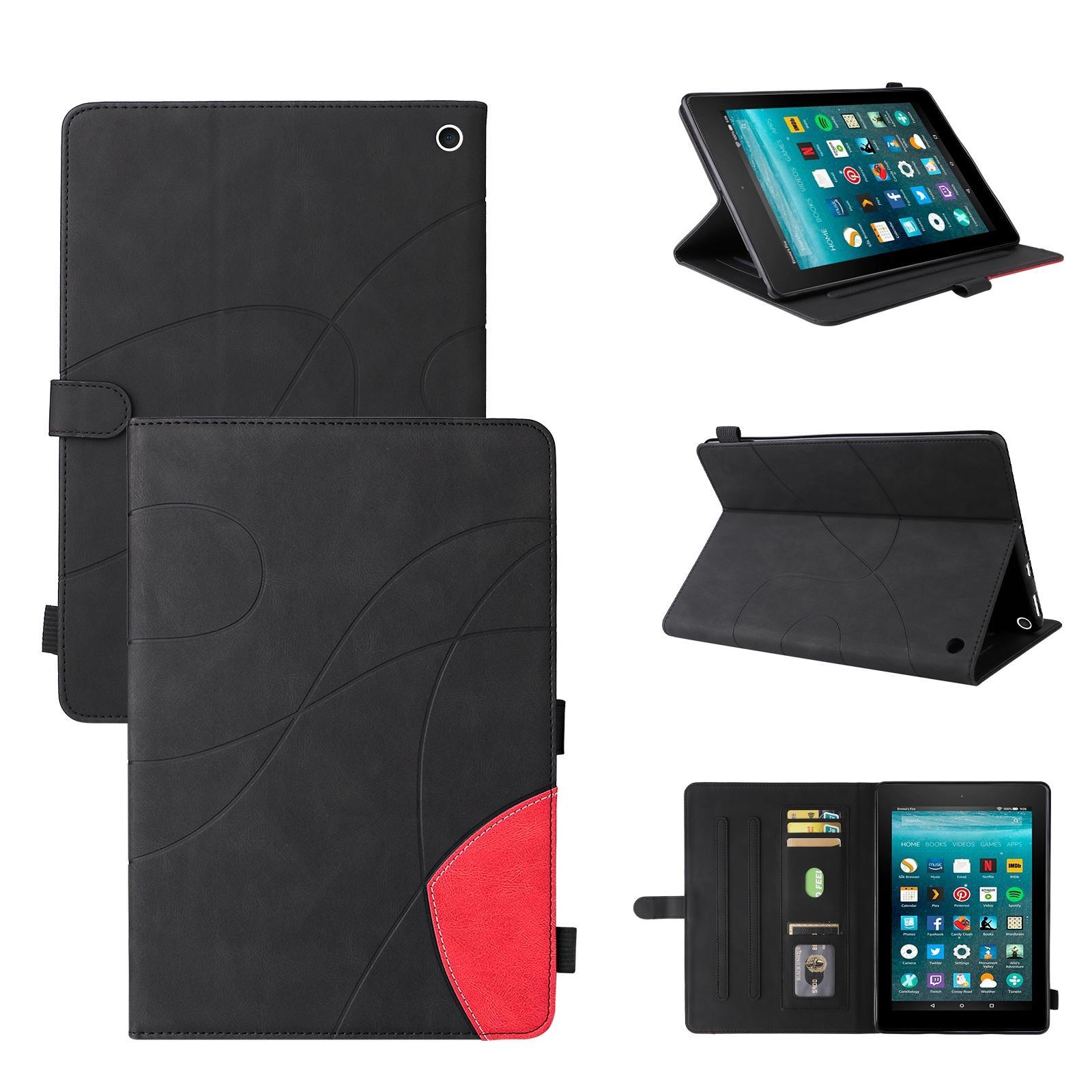 For Amazon Fire HD 10 2021 Dual-color Splicing Horizontal Flip PU Leather Case with Holder & Card Slots & Sleep / Wake-up Function(Black)