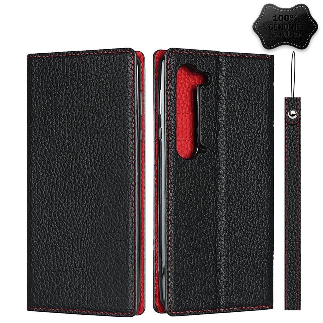 For Sharp Aquos R5G Litchi Genuine Leather Phone Case(Black)