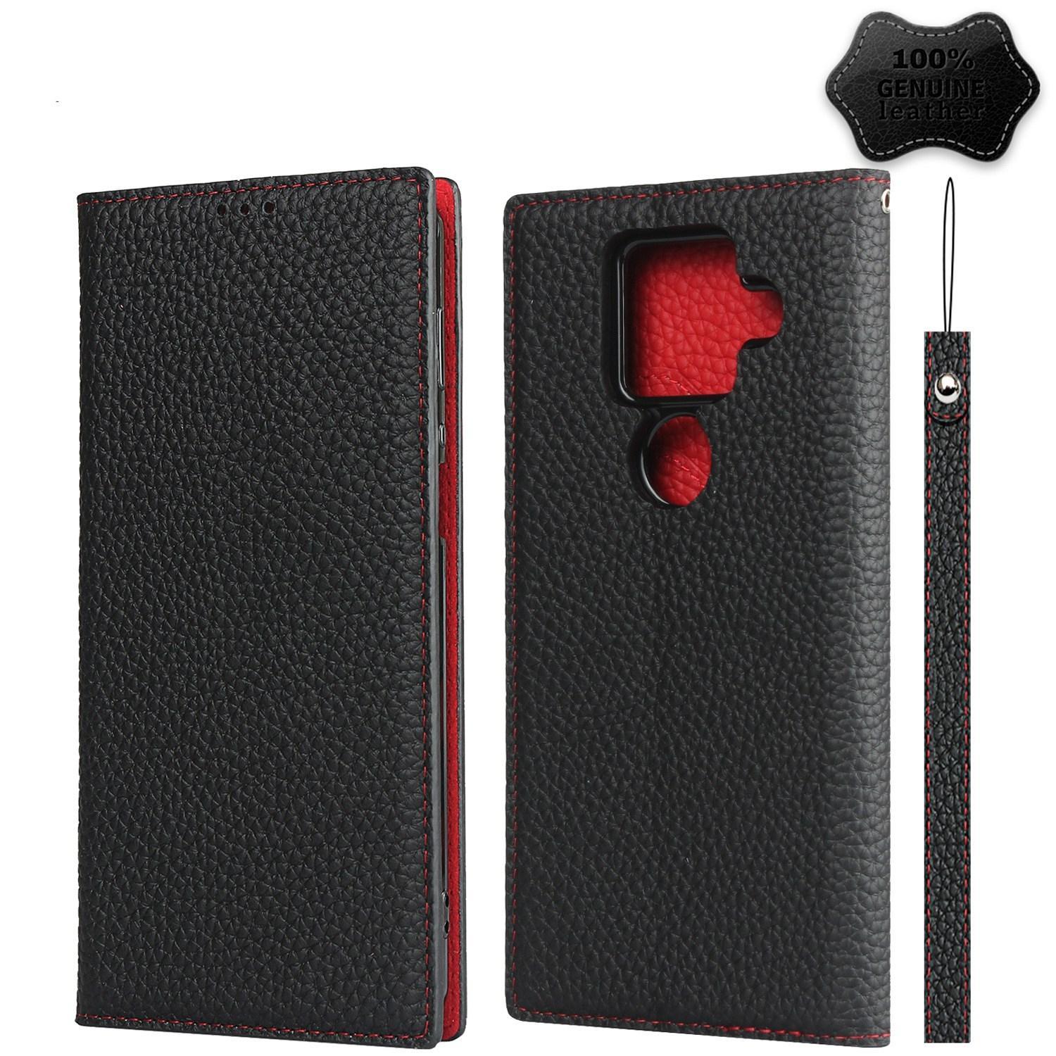 For Sharp Aquos Sense 4 Plus Litchi Genuine Leather Phone Case(Black)