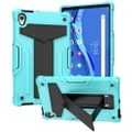 For Lenovo Tab M10 HD 2nd Gen TB-X306X T-shaped Bracket Contrast Color Shockproof PC + Silicone Flat Protective Case(Mint Green + Black)