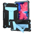 For Lenovo Tab P11 (Tab-J606F) T-shaped Bracket Contrast Color Shockproof PC + Silicone Flat Protective Case(Black + Blue)