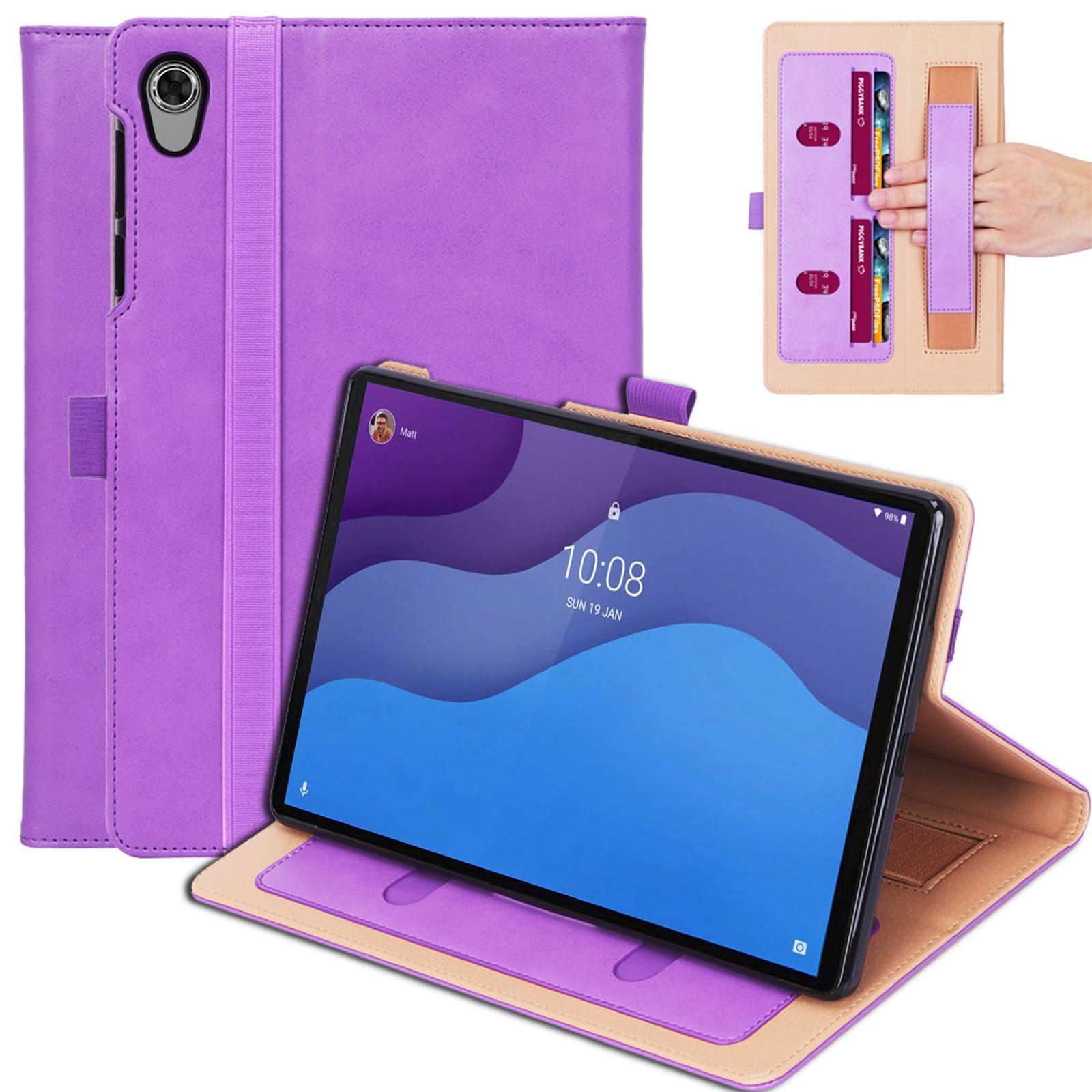 For Lenovo Tab M10 HD 2nd Gen TB-X306X Business Retro PU Horizontal Flip Leather Case with Holder & Card Slots & Hand Strap(Purple)