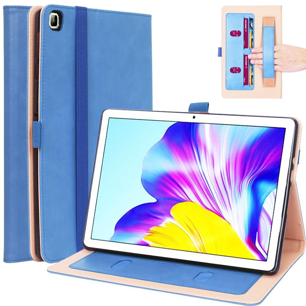 For Huawei Honor Pad 7 / 6 / T6 / X6 Business Retro PU Horizontal Flip Leather Case with Holder & Card Slots & Hand Strap(Blue)