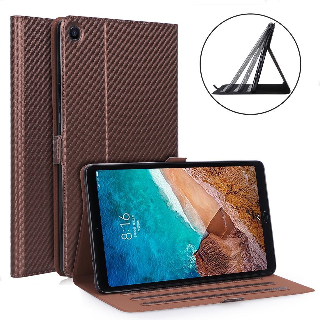 WY-1595A For Xiaomi Mi Pad 4 Plus / 10.1 inch 2018 Ultra-thin Carbon Fiber PU Leather Tablet PC Protective Cover with Multi-position Bracket Function(