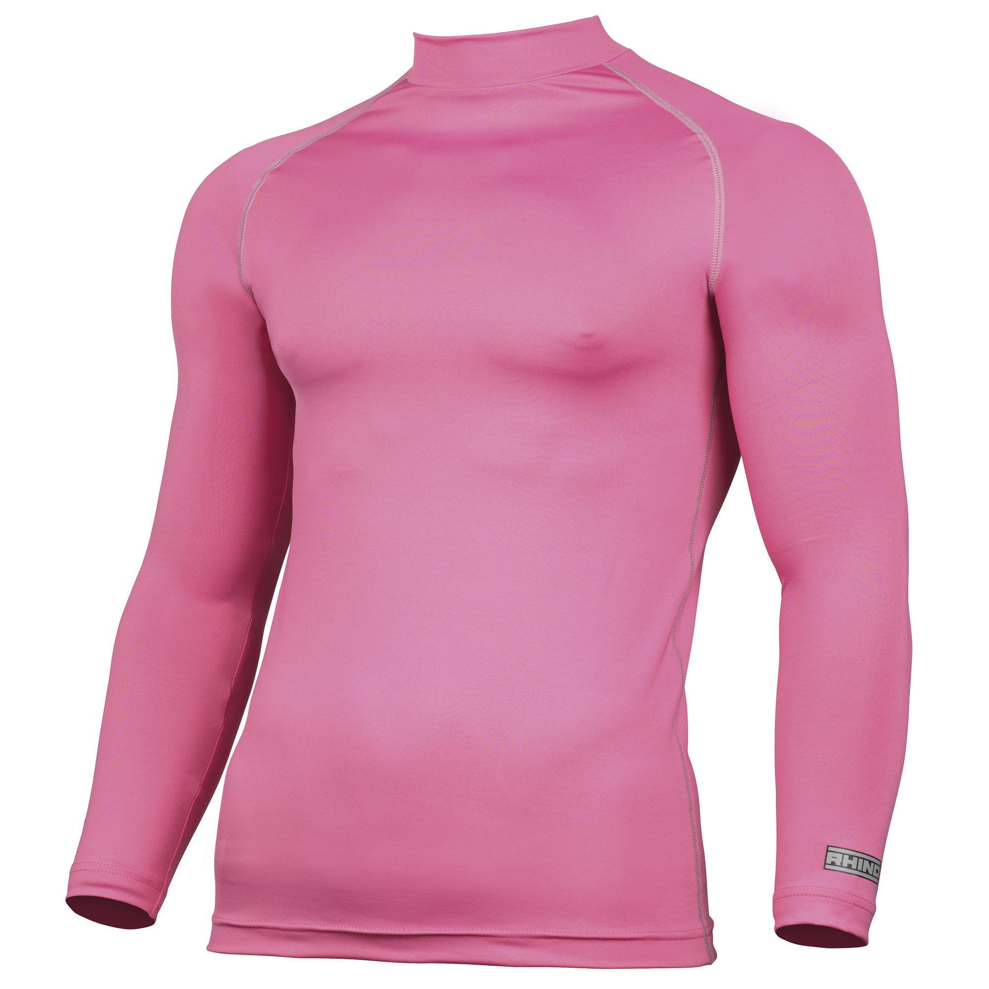 Rhino Mens Thermal Underwear Long Sleeve Base Layer Vest Top (Pink) (XS)