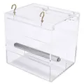 Acrylic Automatic Parrot Feeder No Mess Bird Cage Seed Feeding Container Box