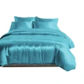 Aquamarine Silk Satin Quilt Duvet Cover Set 6 Size