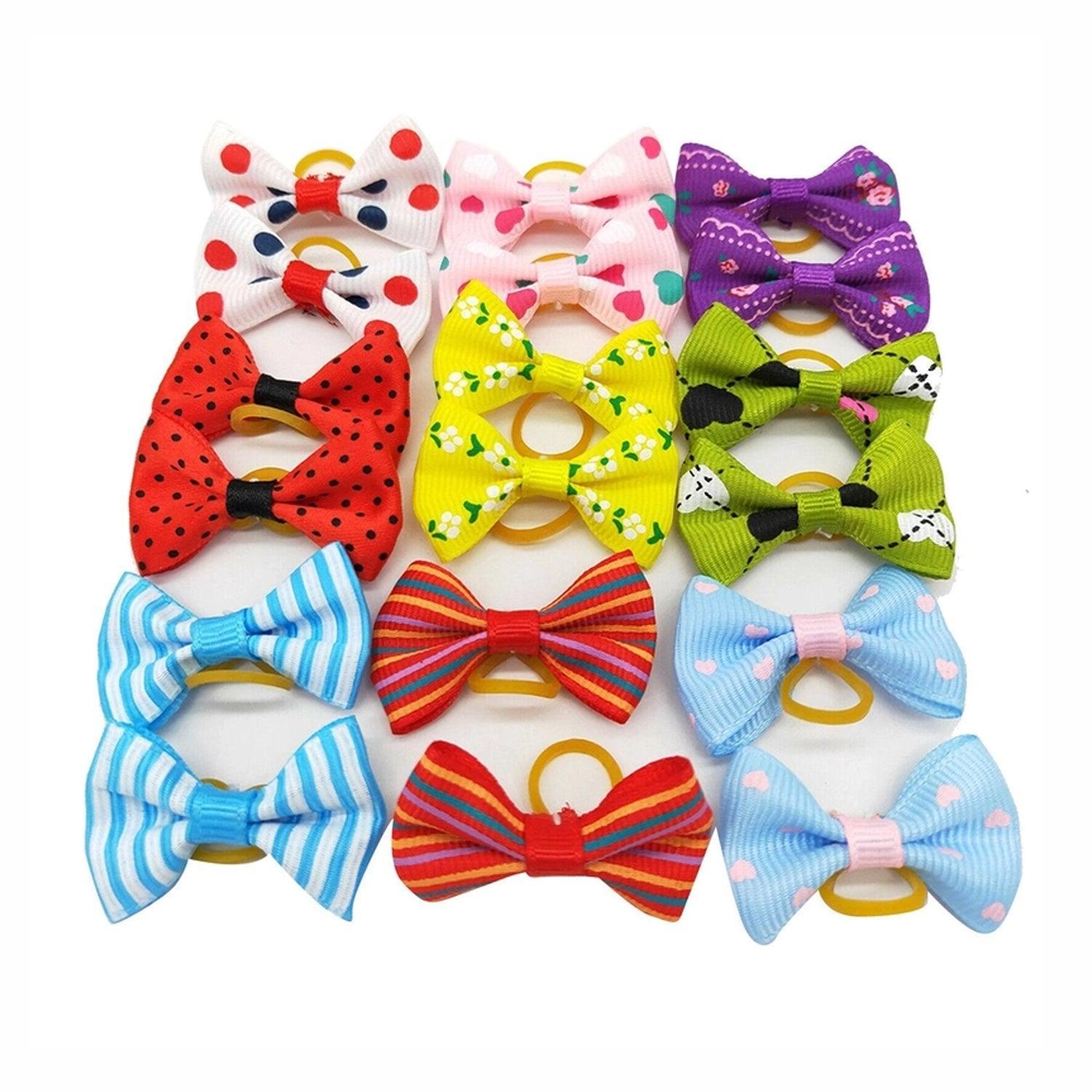 Pet Dog Hair Bows Rubber Bands Grooming