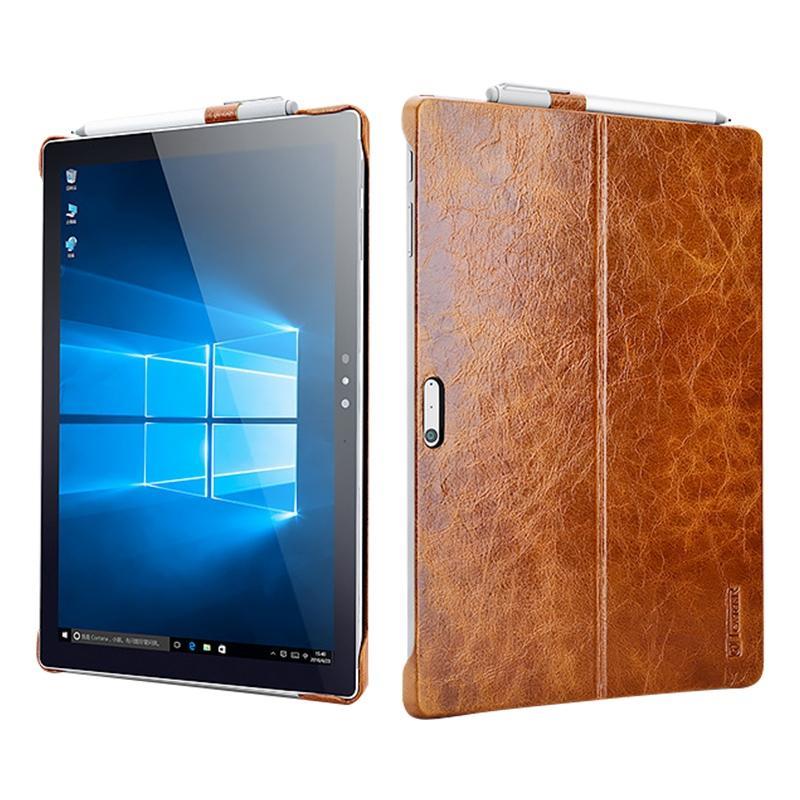 For Microsoft Surface Pro 4 / 5 / 6 / 7 ICARER Oil Wax Texture Tablet Protective Leather Case(Brown)