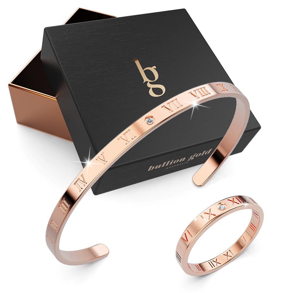 Boxed Mystical Allure Bangle and Ring Set in Rose Gold