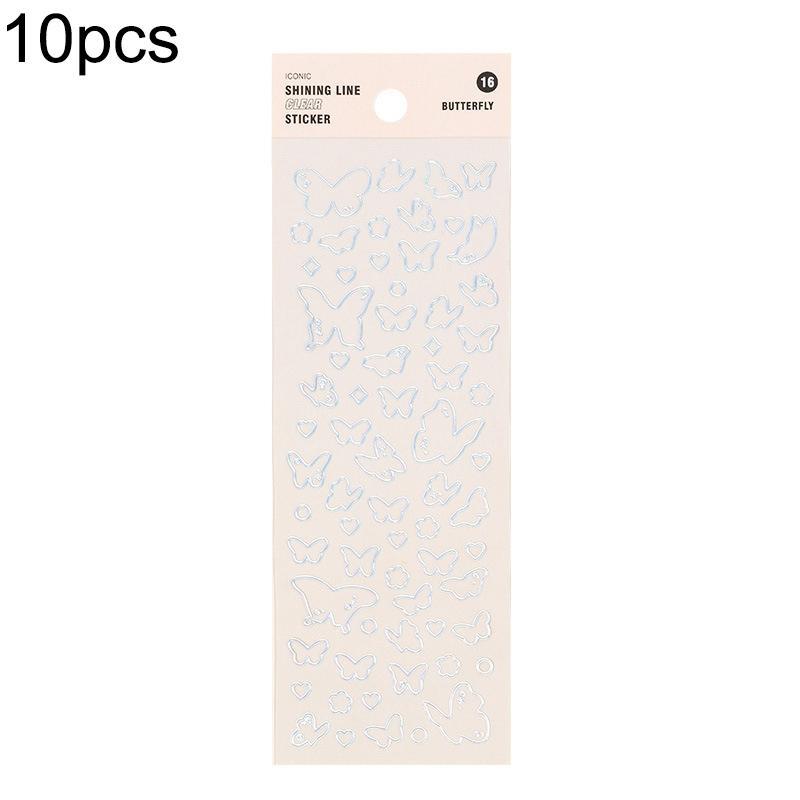 10 PCS Laser Hot Stamping And Hot Silver Sticker PVC Waterproof Self-Adhesive Hand Account Decoration Sealing Sticker(Number 16)