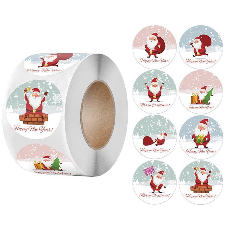 Christmas Santa Sticker Self-Adhesive Gift Tag, Size: 1.5 Inch/3.8cm( LG-210922-38-005)