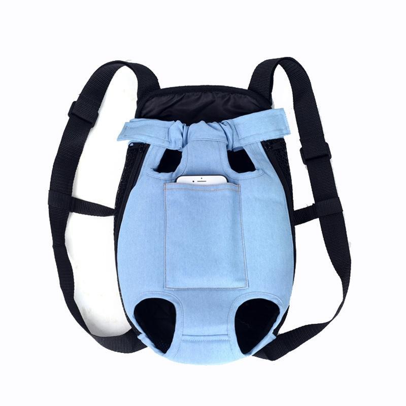 Dog Going Out Foldable On Chest Backpack Pet Carrier Bag, Colour: Light Color Cowboy (Four Seasons)(XL)