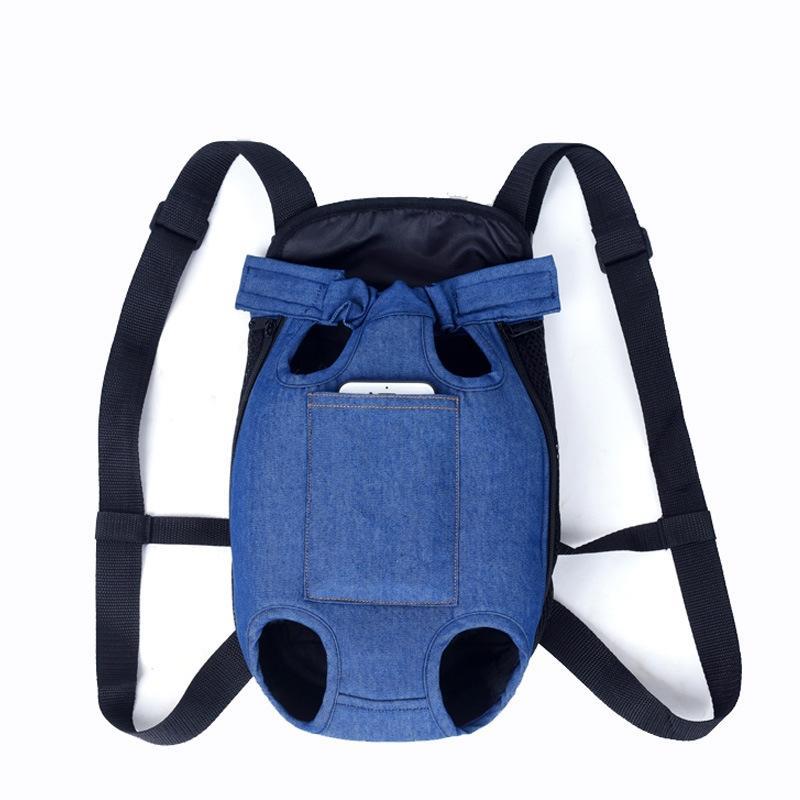 Dog Going Out Foldable On Chest Backpack Pet Carrier Bag, Colour: Blue Denim (Four Seasons)(XL)