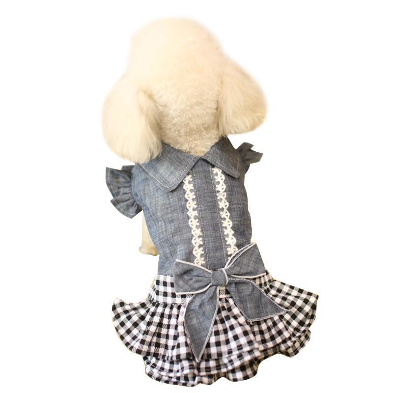Pet Clothes Autumn And Winter Skirt Thin Dog Skirt Small Dog Princess Bow Denim Skirt, Size: XL