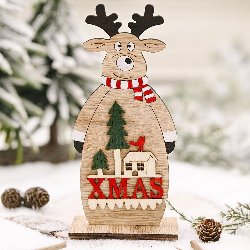4 PCS Christmas Decoration Festive Supplies Christmas Wooden Decoration(Elk)