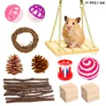 11 PCS / Set Hamster Toy Pet Rabbit Guinea Pig Parrot Play Grinding Wood Toys
