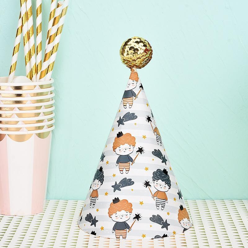 20 PCS Cute Children Bronzing Birthday Hats Cake Baking Decoration Party Hats Little Prince