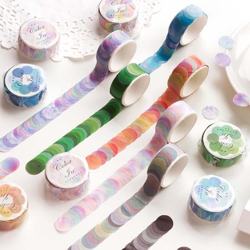 10 in 1 Washi Collage Tape Fresh Polka Dot Handbook Decoration Sticker