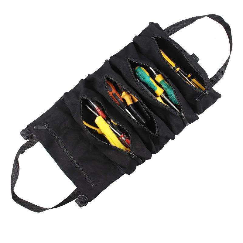 Car Canvas Tool Hanging Bag Electrician Package Car Tool Bag(Black)