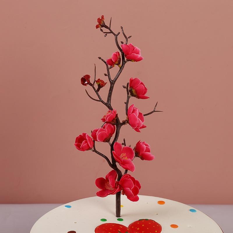 10 PCS Simulation Plum Blossom Birthday Cake Decoration Dessert Table Decoration Ornaments Random Colour Delivery