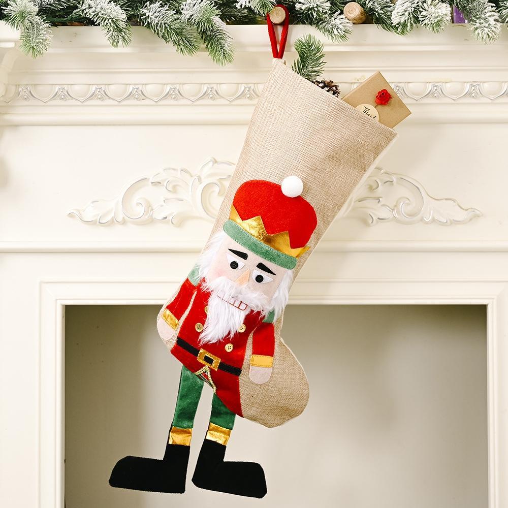 Christmas Decorations Walnut Soldier Christmas Stocking Candy Gift Bag(Red)