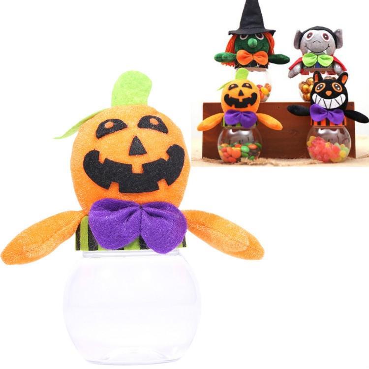 4 PCS Halloween Decorations Candy Jar Ghost Festival Atmosphere Arrangement Gift Box(Pumpkin)