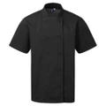Premier Unisex Adult Coolchecker Short-Sleeved Chef Jacket (Black) (XL)