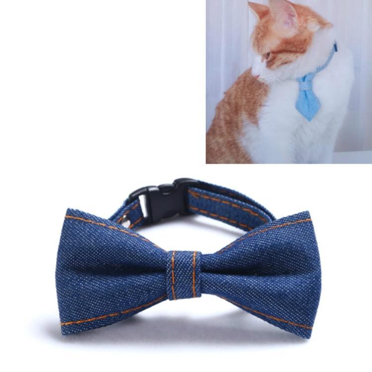4 PCS Pet Cowboy Bow Tie Collar Cats Dogs Adjustable Tie Collars Pet Accessories Supplies, Size:S 16-32cm, Style:Small Bowknot(Dark Blue)