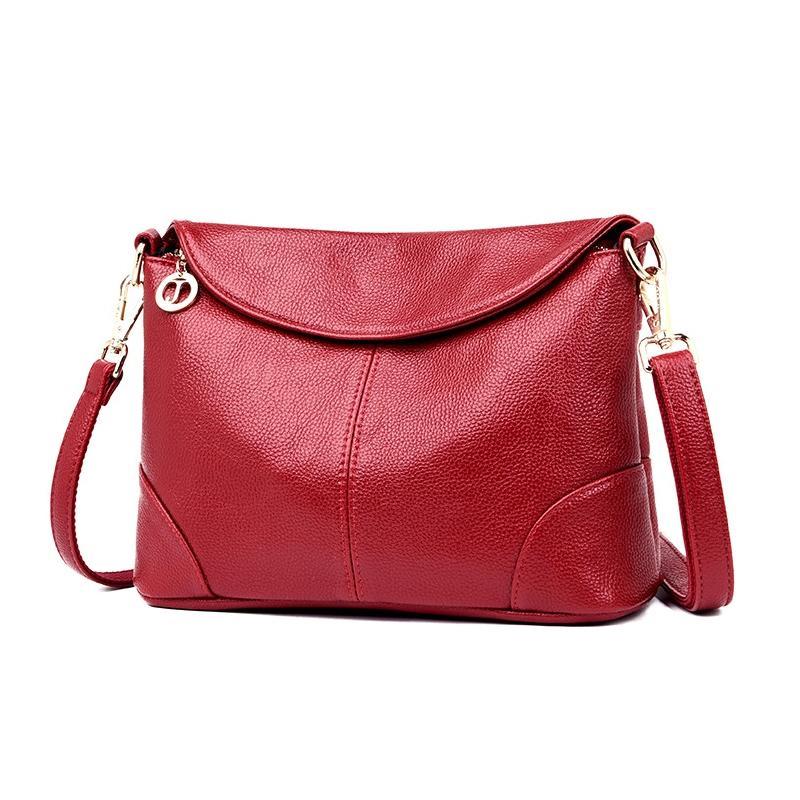 Ladies Fashion Single Shoulder Soft Leather Small Square Bag(Red)