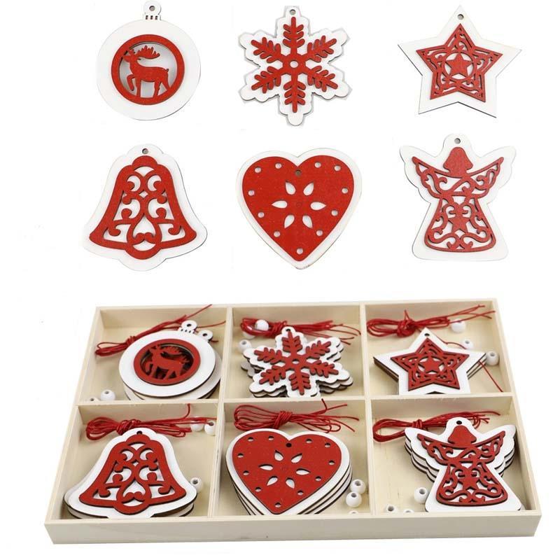 Christmas Creative DIY Decoration Gift Set Handmade Wood Chip Pendant, Style:JM02034