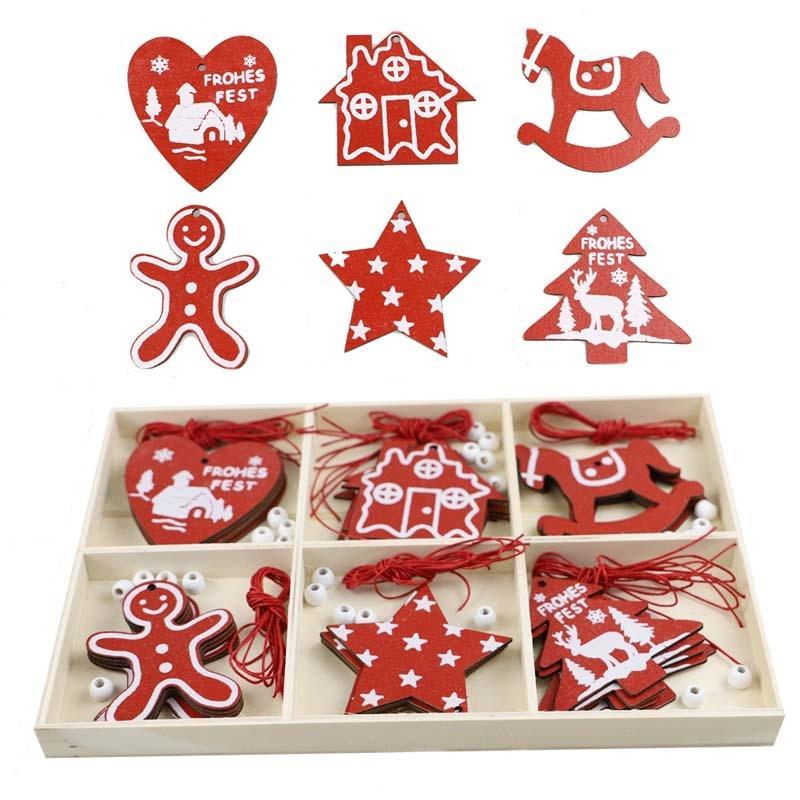 Christmas Creative DIY Decoration Gift Set Handmade Wood Chip Pendant, Style:JM02033