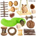 15 PCS / Set Hamster Toy Pet Rabbit Guinea Pig Parrot Play Grinding Wood Toys