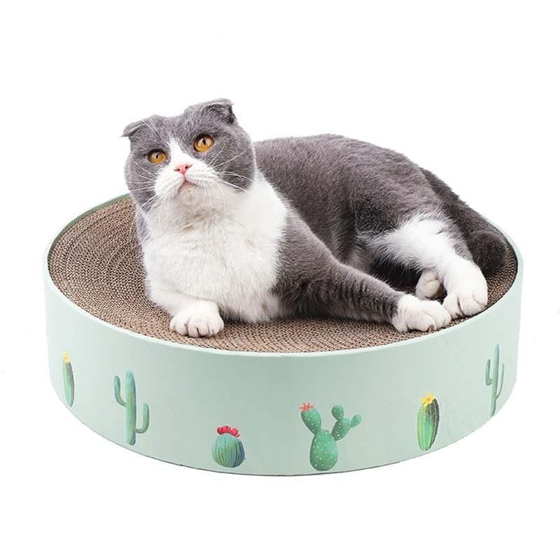 Round Corrugated Cat Scratcher Claw Sharpener Toy Bed, Colour: Green 36x36x8cm
