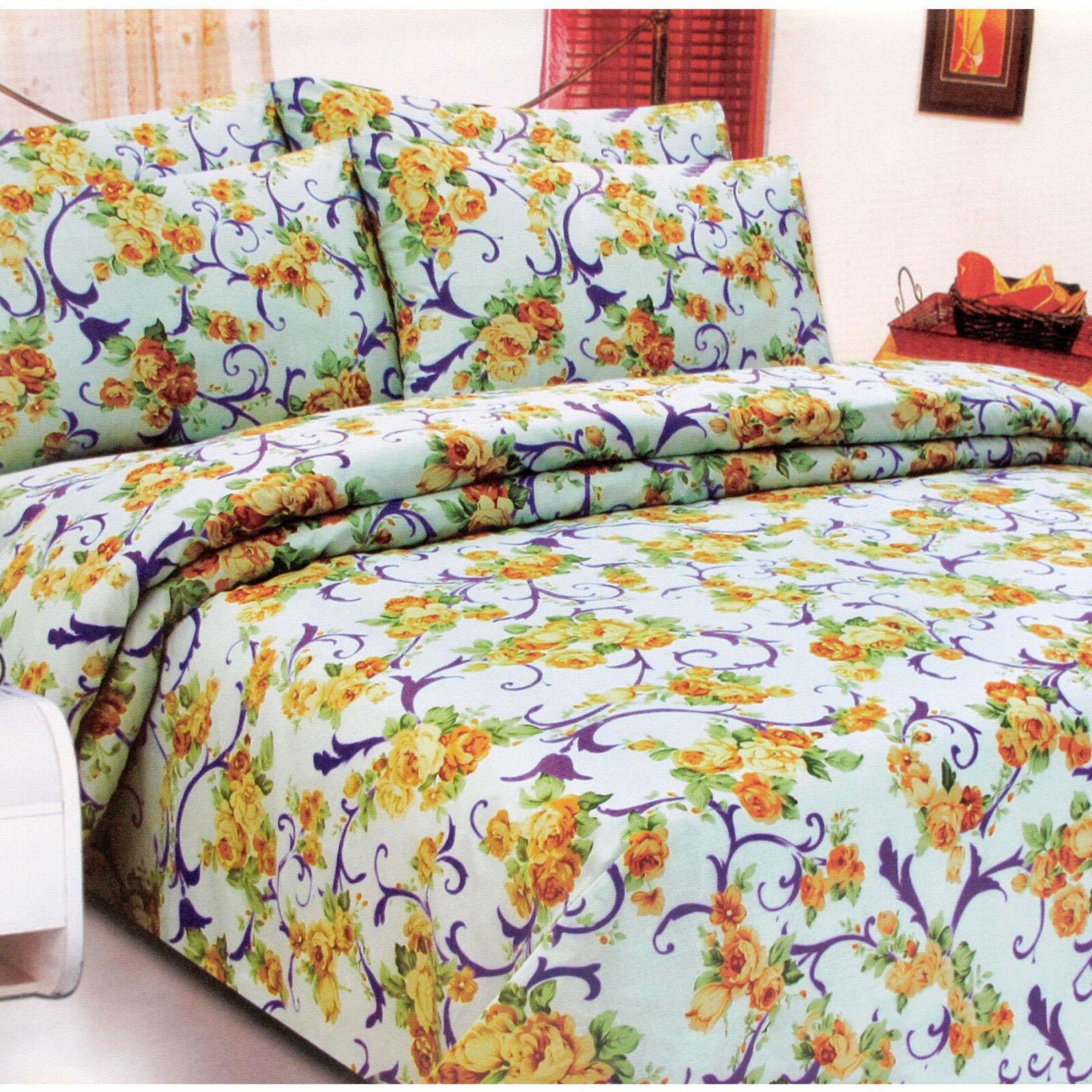 280TC Green Floral Polyester Cotton Printed Quilt Cover Set Queen