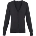 Premier Womens/Ladies Button Through Long Sleeve V-neck Knitted Cardigan (Charcoal) (10)
