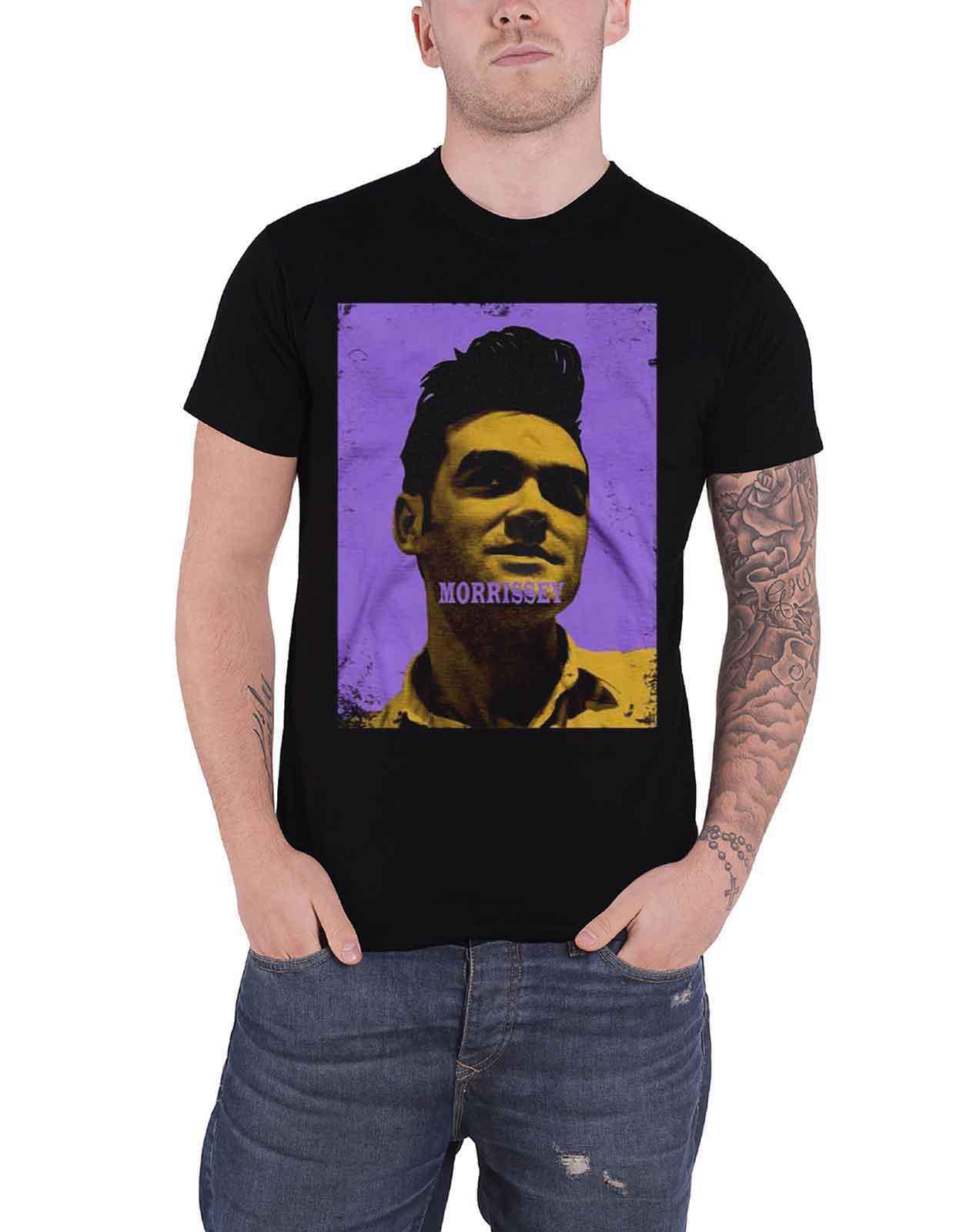 Morrissey T Shirt Purple and Yellow Portrait new Official Mens White