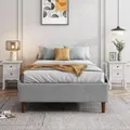 DREAMO Fabric Platform Bed Frame Mattresses Foundation Light Grey Queen