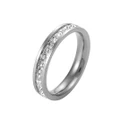 2 PCS Girls Simple Titanium Steel Diamond Ring, Size: US Size 5(Single Row Silver)