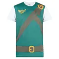 The Legend of Zelda Mens Classic Costume Cosplay T-Shirt (White/Green/Brown) (M)