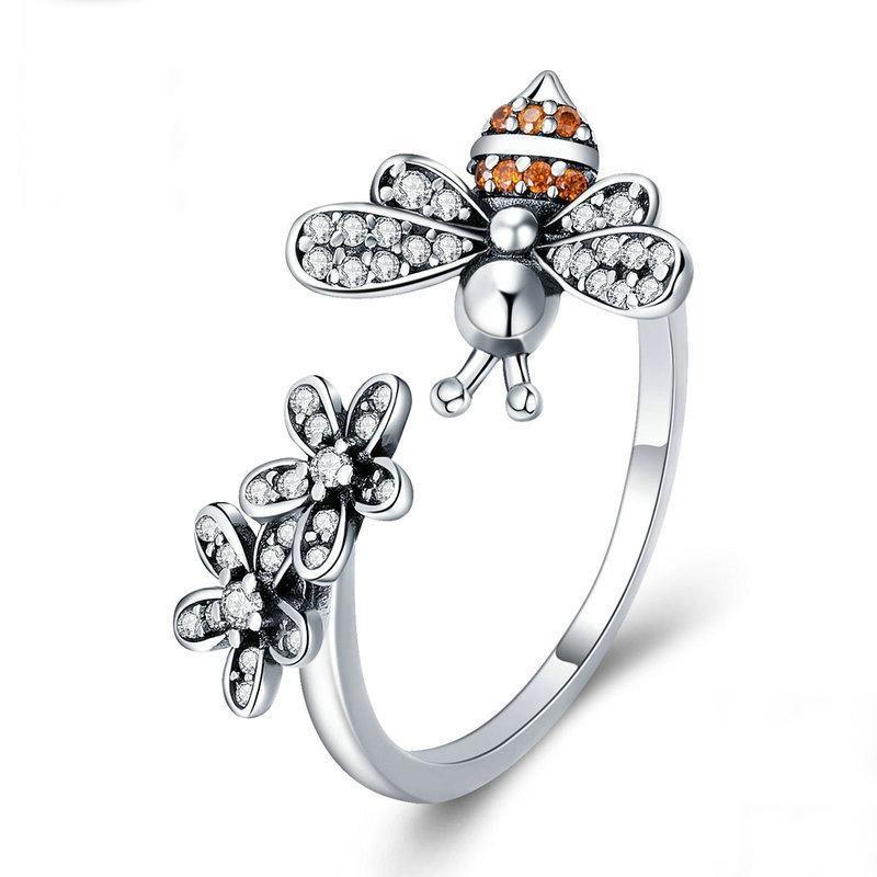 Bee Story S925 Sterling Silver Zircon Ring