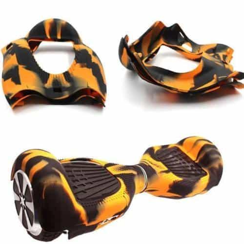 6.5 Inch Hoverboards Skin Cover - Protective Rubber Case - Orange + Black