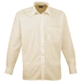 Premier Mens Long Sleeve Formal Plain Work Poplin Shirt (Natural) (19)