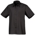 Premier Mens Short Sleeve Formal Poplin Plain Work Shirt (Black) (21)