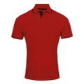 Premier Mens Contrast Coolchecker Polo Shirt (Red/Black) (3XL)