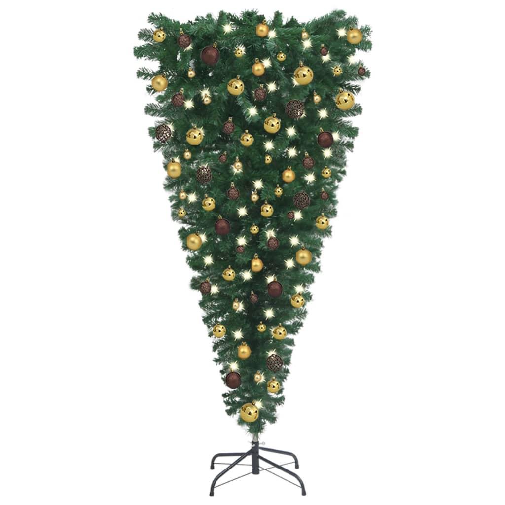 Upside-down Artificial Pre-lit Christmas Tree with Ball Set 210 cm vidaXL