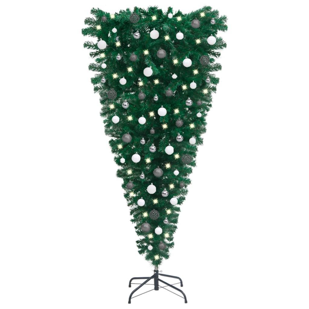 Upside-down Artificial Pre-lit Christmas Tree with Ball Set 120 cm vidaXL
