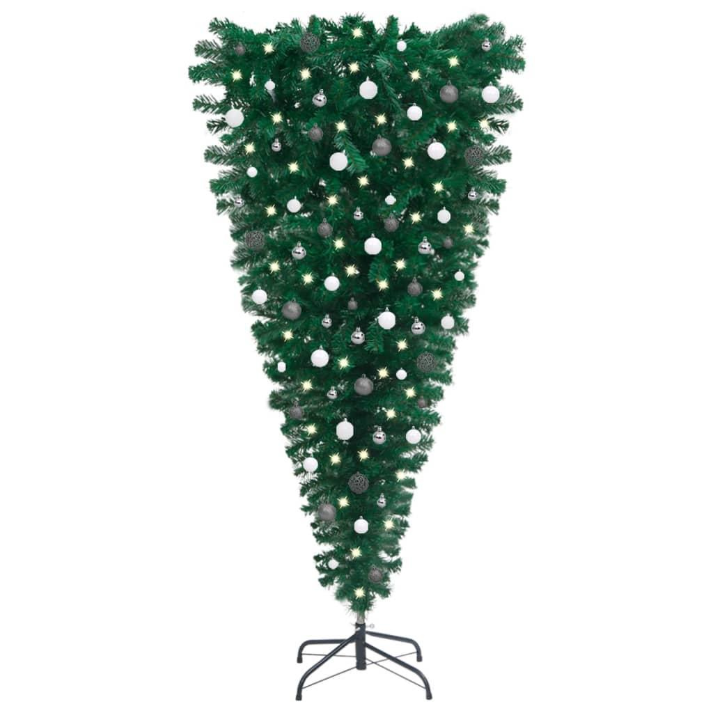 Upside-down Artificial Pre-lit Christmas Tree with Ball Set 180 cm vidaXL