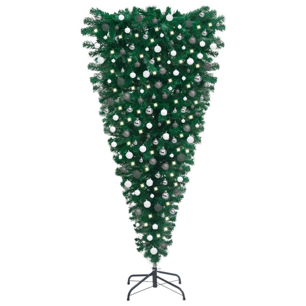 Upside-down Artificial Pre-lit Christmas Tree with Ball Set 240 cm vidaXL