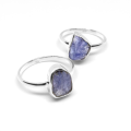 Purple Quartz Gemstone 925 Sterling Silver Ring Jewelry Uncut Raw Solitaire Crystal in Hammered Silver Rings One Piece